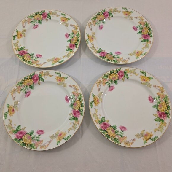 Mikado Japan SANDRA Floral with Gold Trim Salad Luncheon Plates – Set of 4 - Picture 13 of 16